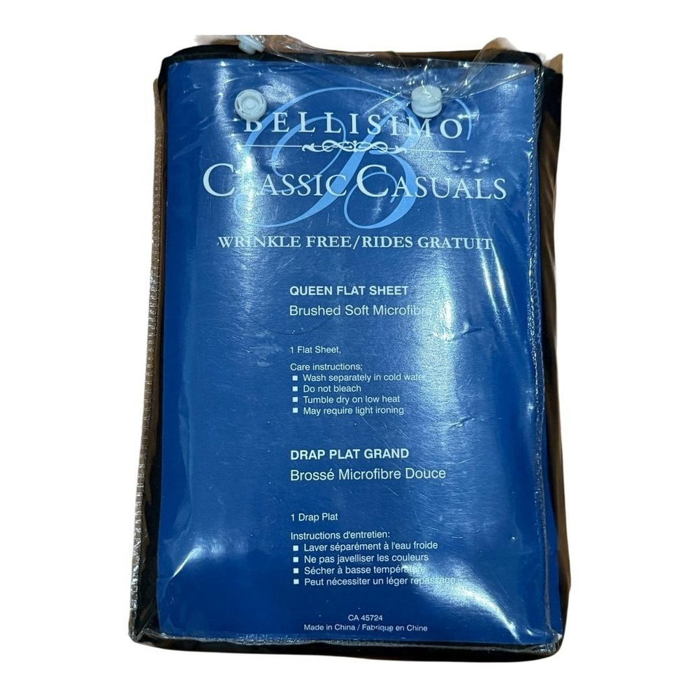 Bellissimo Classic Casuals Queen Flat Sheet Black Wrinkle-Free Soft Microfiber